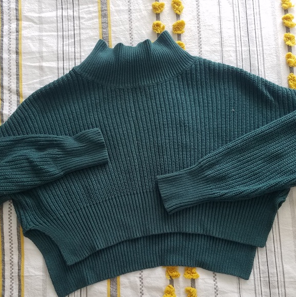 Urban Outfitters Sweaters - Silence and Noise Teal Mock Neck Cropped Sweater